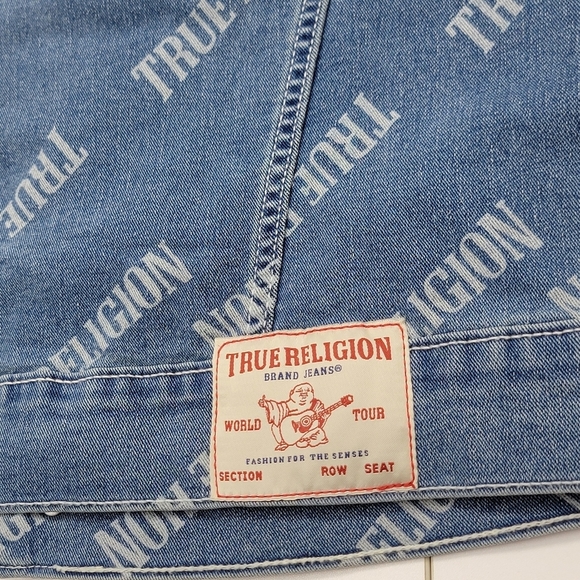 True Religion Light Bliss Wash Relaxed Trucker Jean Denim Jacket Women Sz M New - Picture 7 of 11